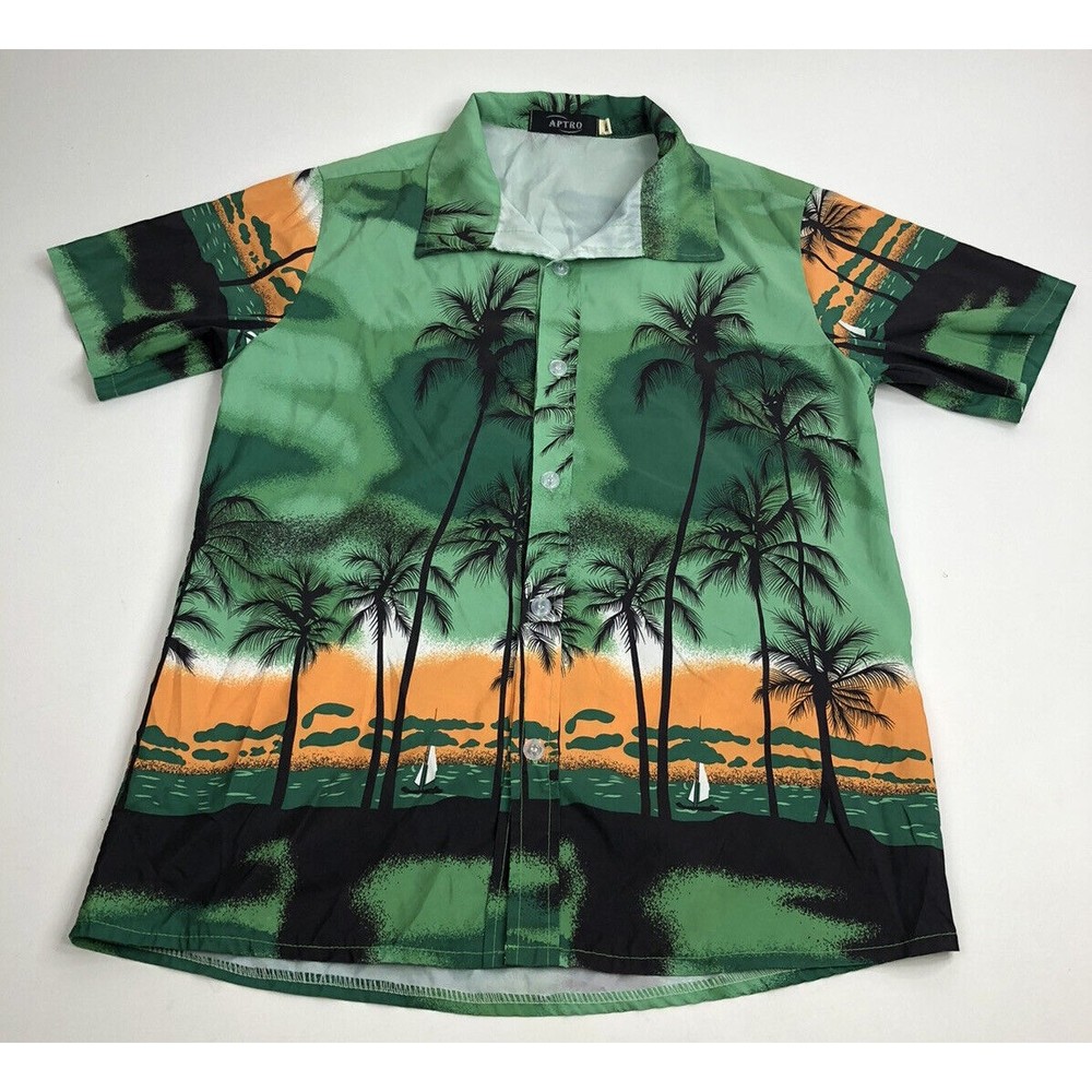 💰Bundle 3/$30 APTRO Men’s Size Large Hawaiian Shirt Short Sleeve Ocean Green